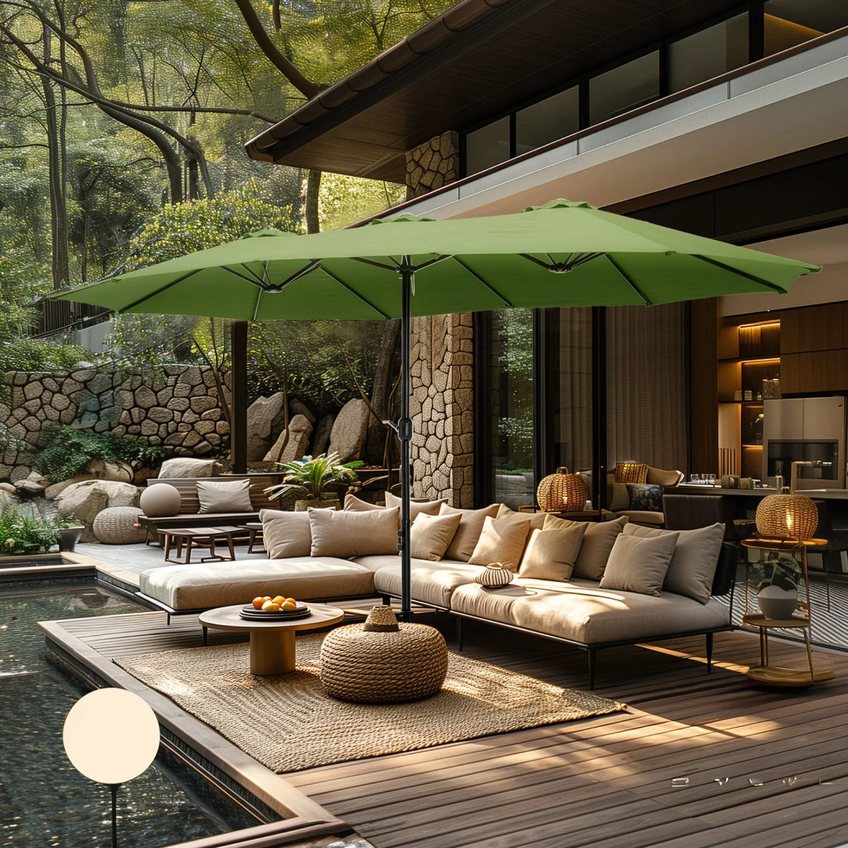 Grand Parasol Double Face de 4,5 m avec Base Incluse pour terrasse – Sanzelize Design