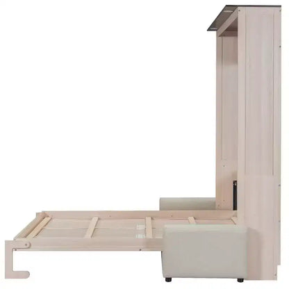 Lit escamotable 152 x 203 cm avec canapé, Lit escamotable 152 x 203 cm en bois avec éclairage LED – Sanzelize Design