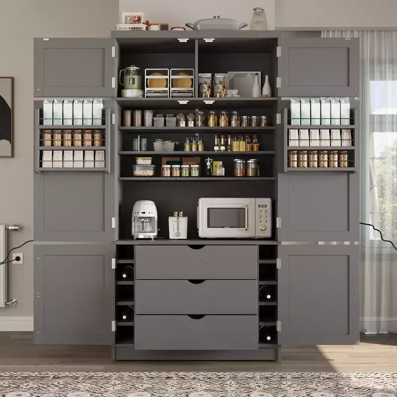 Grand meuble de garde-manger de cuisine avec prises électriques – Sanzelize Design