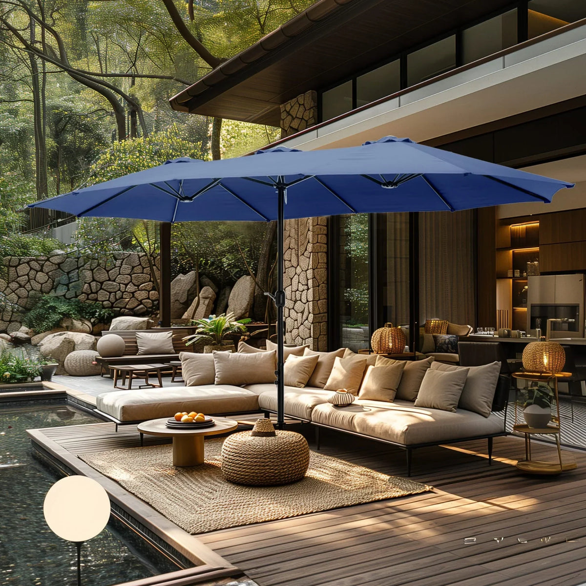 Grand Parasol Double Face de 4,5 m avec Base Incluse pour terrasse – Sanzelize Design