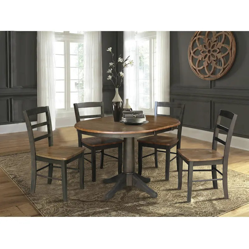 Table à manger ronde extensible 91,4 cm avec 4 chaises Madrid – Sanzelize Design