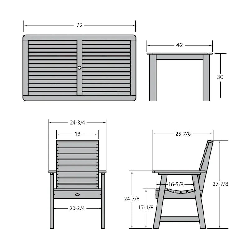 Ensemble de salle à manger d'extérieur 7 pièces, table 107 x 183 cm – Sanzelize Design