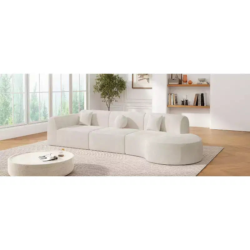 Canapé d'angle moderne incurvé de 355 cm avec méridienne, ensemble 3 pièces, pour salon – Sanzelize Design