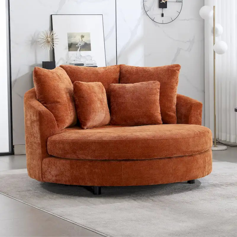 Fauteuil Moderne Rond Avec 5 Coussins Et Pouf Optionnel – Sanzelize Design