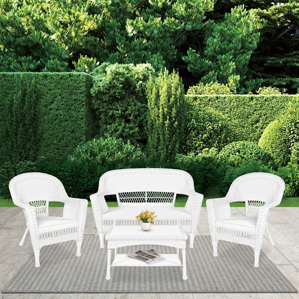Salon de conversation 4 pièces en osier pour terrasse – Sanzelize Design