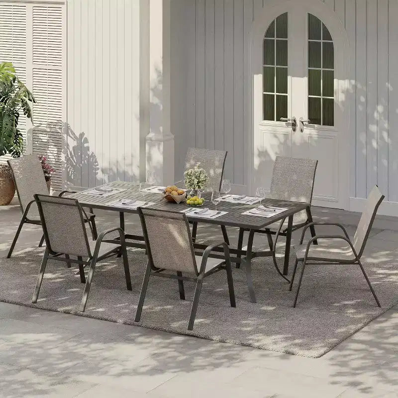 Chaises de jardin, Lot de 4/6 chaises de salle à manger empilables d'extérieur en textilène léger résistant aux – Sanzelize Design