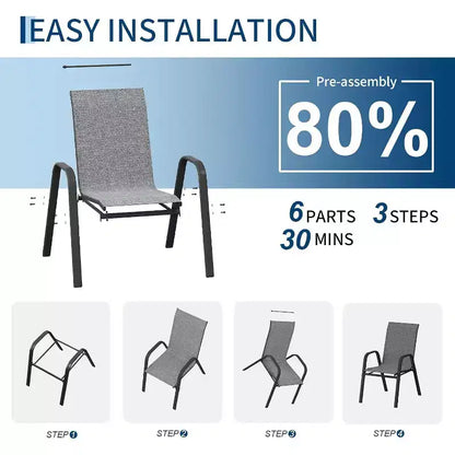 Chaises de jardin, Lot de 4/6 chaises de salle à manger empilables d'extérieur en textilène léger résistant aux – Sanzelize Design