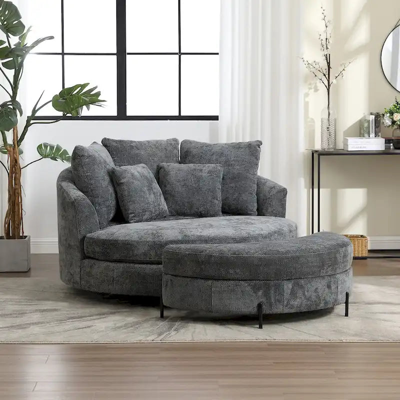 Fauteuil Moderne Rond Avec 5 Coussins Et Pouf Optionnel – Sanzelize Design