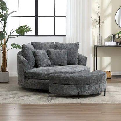 Fauteuil Moderne Rond Avec 5 Coussins Et Pouf Optionnel – Sanzelize Design