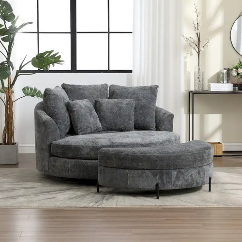 Fauteuil Moderne Rond Avec 5 Coussins Et Pouf Optionnel – Sanzelize Design