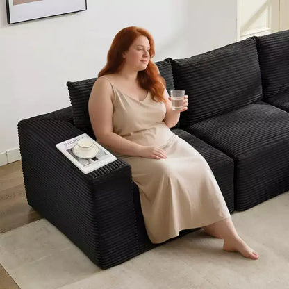 Canapé moderne 274 cm, canapé 3 places rembourré en forme de L avec oreillers, canapé à assise profonde – Sanzelize Design