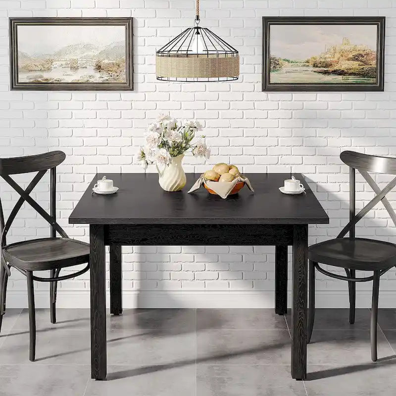 Table à manger carrée de 100 cm pour 2-4 personnes avec pieds en bois massif pour salon et salle à manger – Sanzelize Design