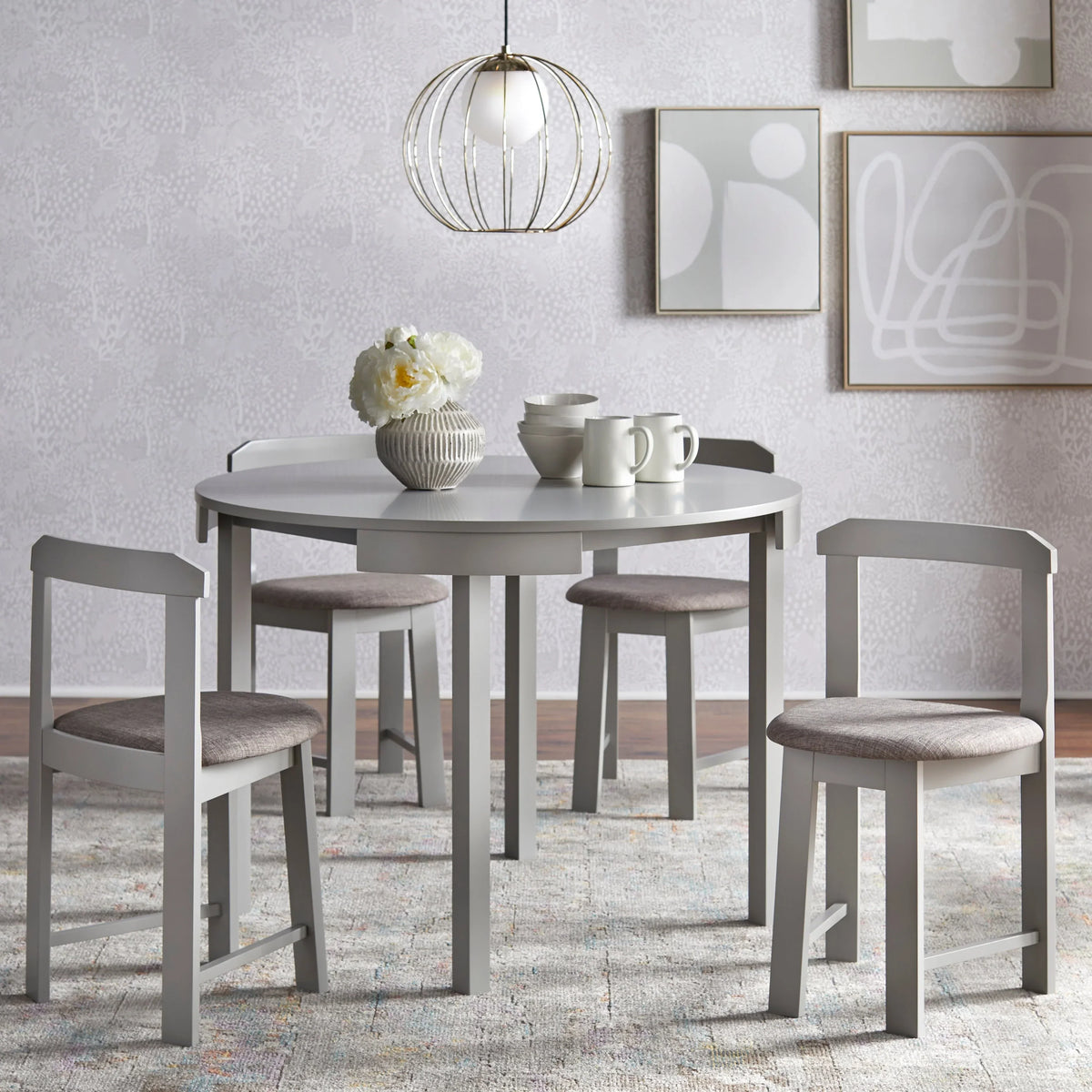 Ensemble de salle à manger rond compact 5 pièces – Sanzelize Design