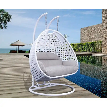 Fauteuil suspendu œuf 2 places avec support - Balançoire / hamac de jardin en rotin osier pour extérieur/intérieur avec – Sanzelize Design