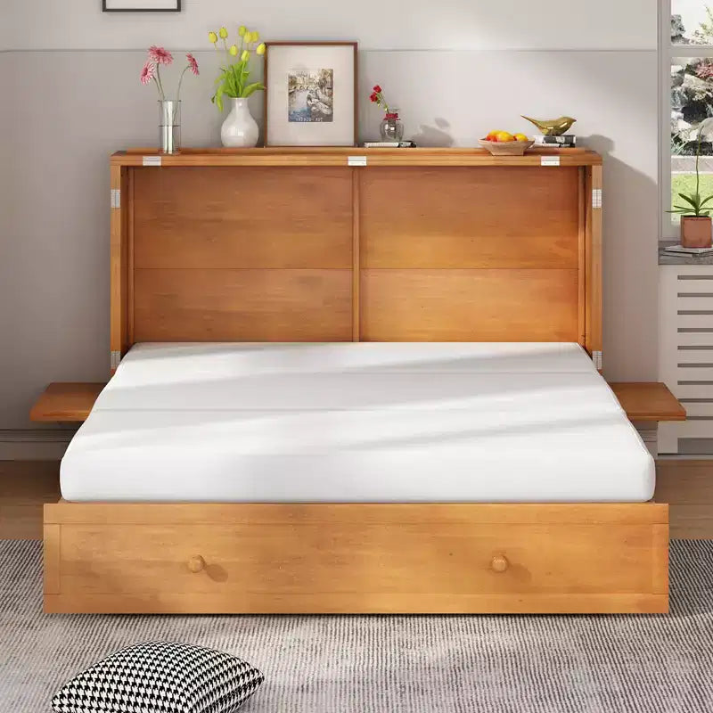 Lit escamotable Murphy 152 x 203 cm, lit coffre Cube avec station de charge et espace de rangement – Sanzelize Design