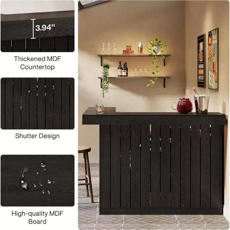 Bar de salon en L, bar à liqueurs d'angle à 4 niveaux avec étagères de rangement et porte-verres à vin pour pub à – Sanzelize Design
