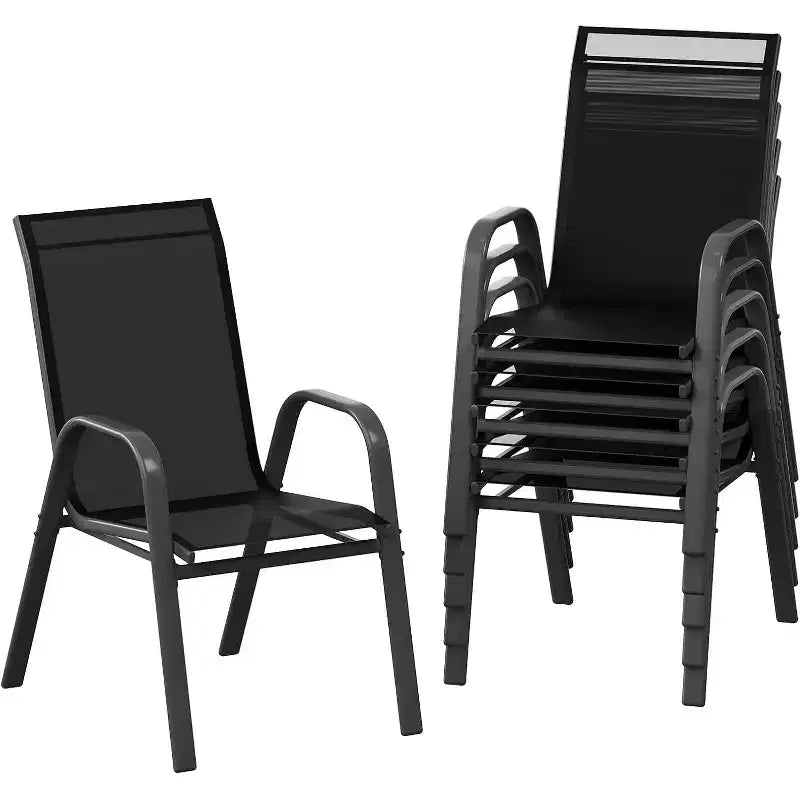 Chaises de jardin, Lot de 4/6 chaises de salle à manger empilables d'extérieur en textilène léger résistant aux – Sanzelize Design