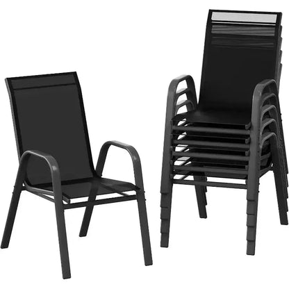 Chaises de jardin, Lot de 4/6 chaises de salle à manger empilables d'extérieur en textilène léger résistant aux – Sanzelize Design