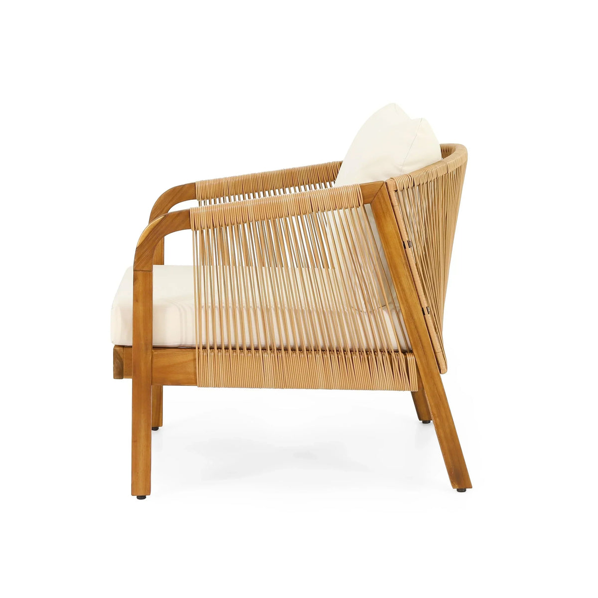 Ensemble de fauteuils de club en bois d'acacia et osier Jabe d'extérieur – Sanzelize Design