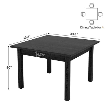 Table à manger carrée de 100 cm pour 2-4 personnes avec pieds en bois massif pour salon et salle à manger – Sanzelize Design