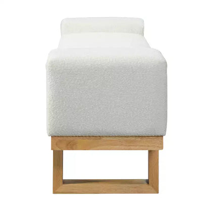 Banc rembourré Paulina moderne en bois d'hévéa et tissu bouclé – Sanzelize Design