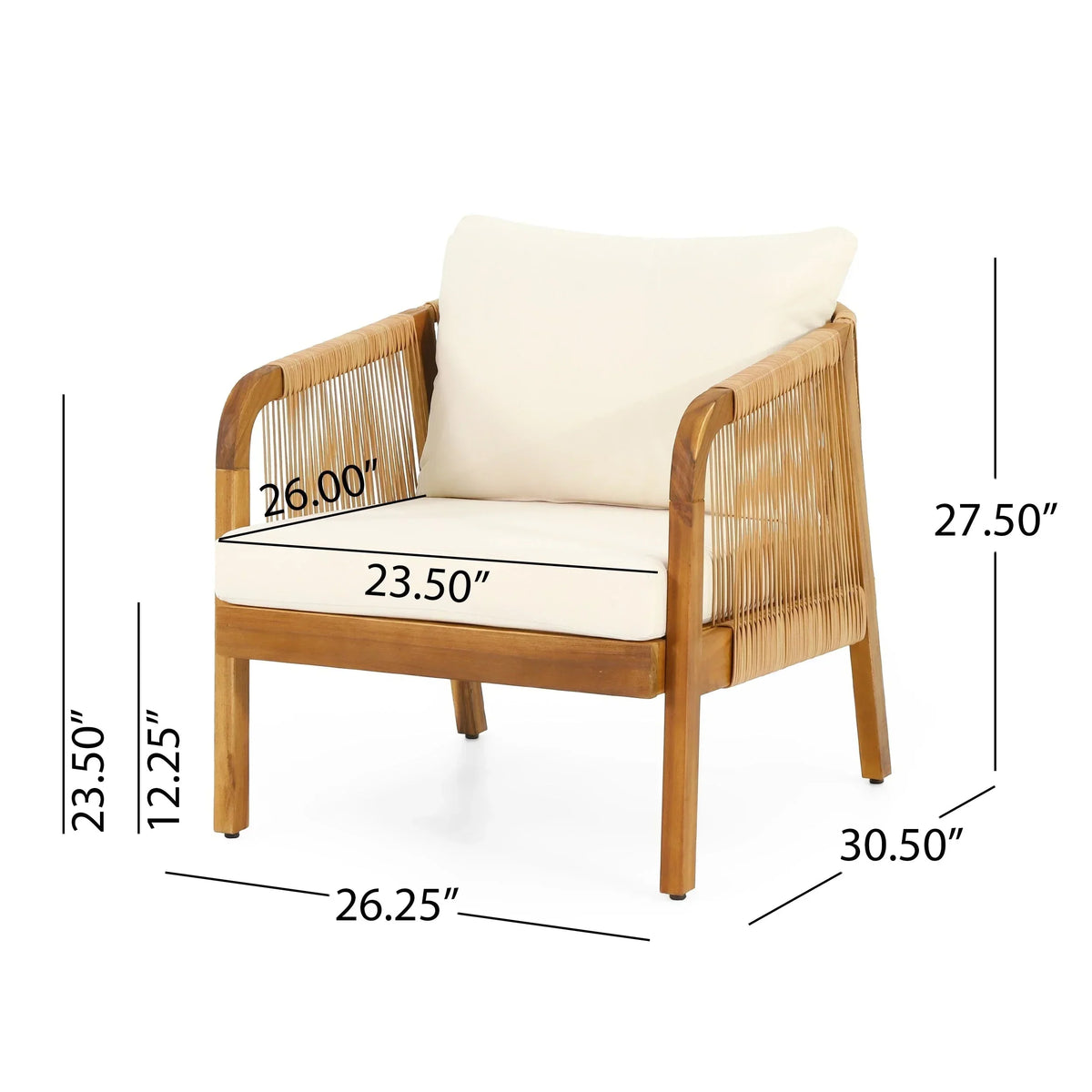 Ensemble de fauteuils de club en bois d'acacia et osier Jabe d'extérieur – Sanzelize Design