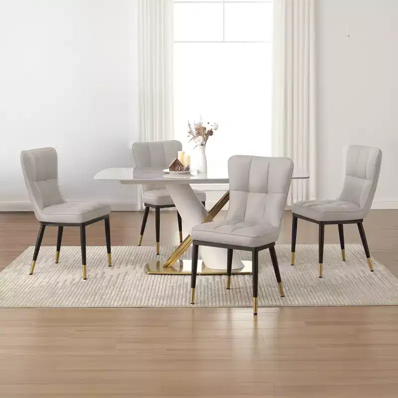 Lot de 6 chaises de salle à manger, modernes, rembourrées, en similicuir, avec haut dossier, pieds en métal – Sanzelize Design