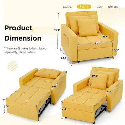 Fauteuil convertible 3-en-1, plusieurs coloris, une place – Sanzelize Design