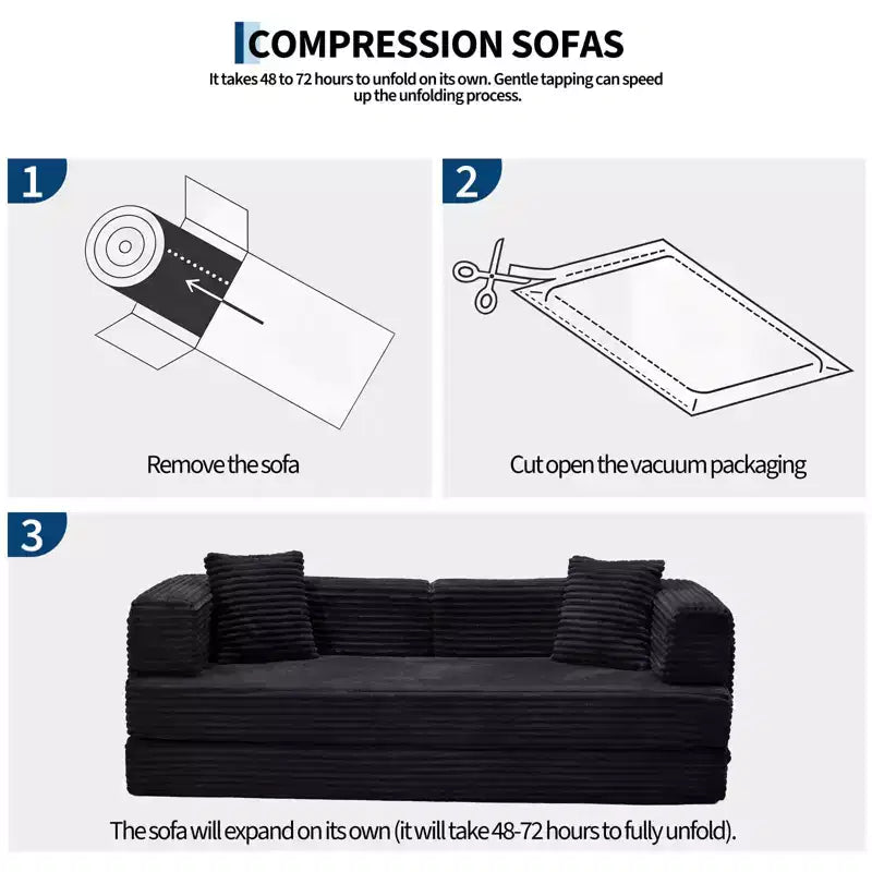 Canapé-lit convertible 5-en-1 de 205 cm – Velours côtelé, charge max. 544 kg, sans assemblage – Sanzelize Design