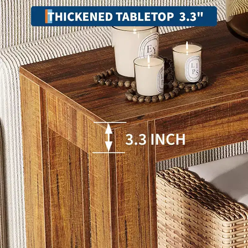 Table console d'entrée 160 cm avec 2 tiroirs, Table de canapé étroite en bois pour salon, couloir ou hall d'entrée – Sanzelize Design