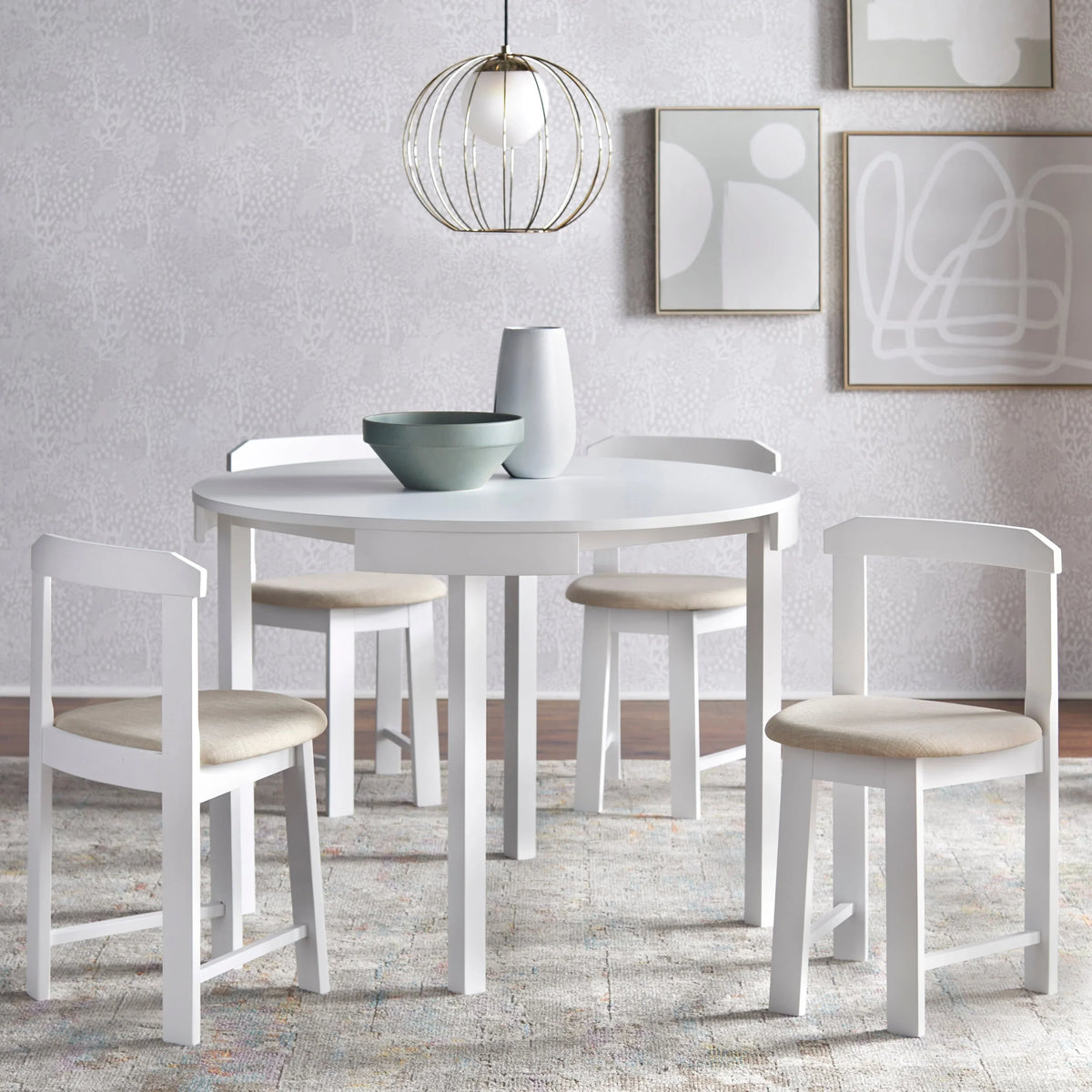 Ensemble de salle à manger rond compact 5 pièces – Sanzelize Design