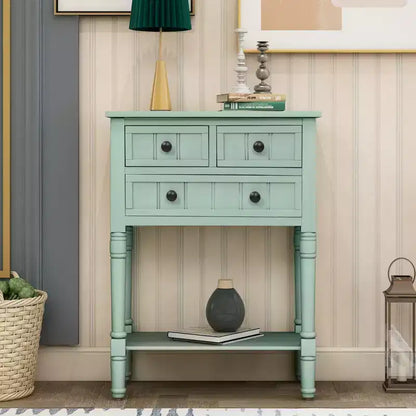 Console étroite de 60 cm avec 3 tiroirs et étagère, table d'appoint pour petite entrée ou salon – Sanzelize Design