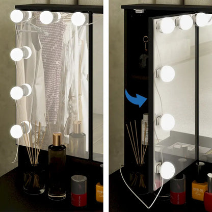 Coiffeuse LED de luxe avec 9 tiroirs, station de maquillage élégante – Sanzelize Design