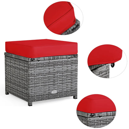 Ensemble de salle à manger 7 pièces en rotin pour terrasse, canapé sectionnel et pouf - Voir détails – Sanzelize Design