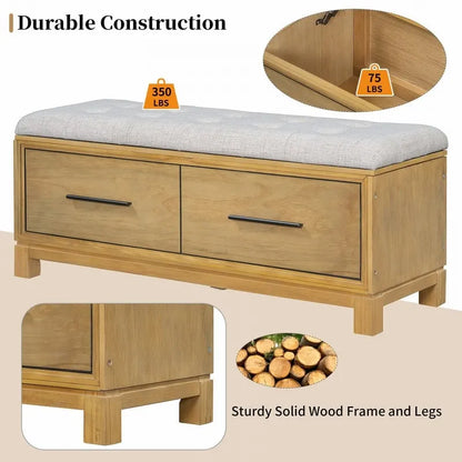 Banc à chaussures avec coussin amovible et rangement dissimulé pour l'entrée et le salon – Sanzelize Design