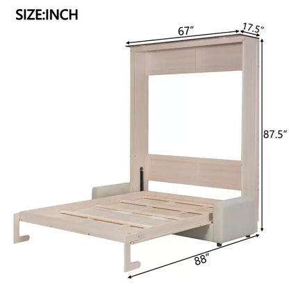 Lit escamotable 152 x 203 cm avec canapé, Lit escamotable 152 x 203 cm en bois avec éclairage LED – Sanzelize Design