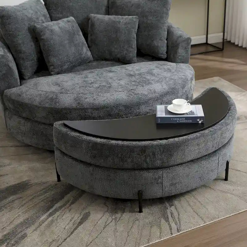 Fauteuil Moderne Rond Avec 5 Coussins Et Pouf Optionnel – Sanzelize Design