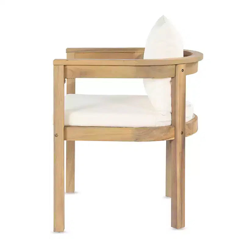 Ensemble de salle à manger d'extérieur rustique Irene 9 pièces en bois d'acacia avec chaises à dossier incurvé et – Sanzelize Design