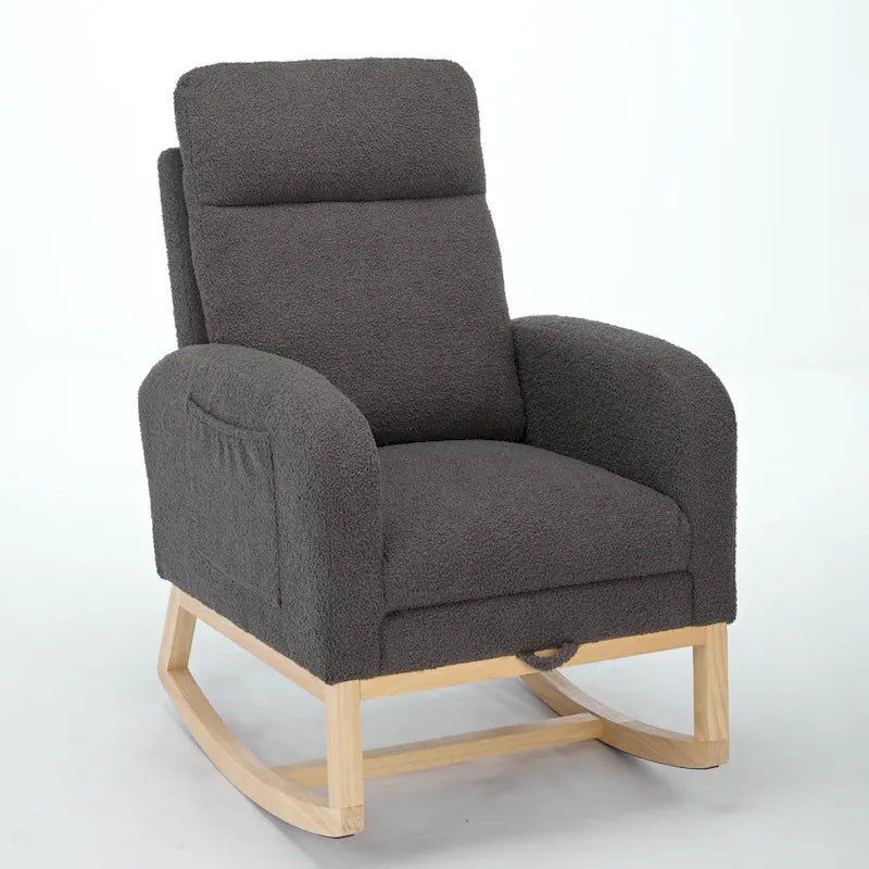 Fauteuil à bascule rembourré moderne de 75 cm de hauteur avec dossier haut – Sanzelize Design