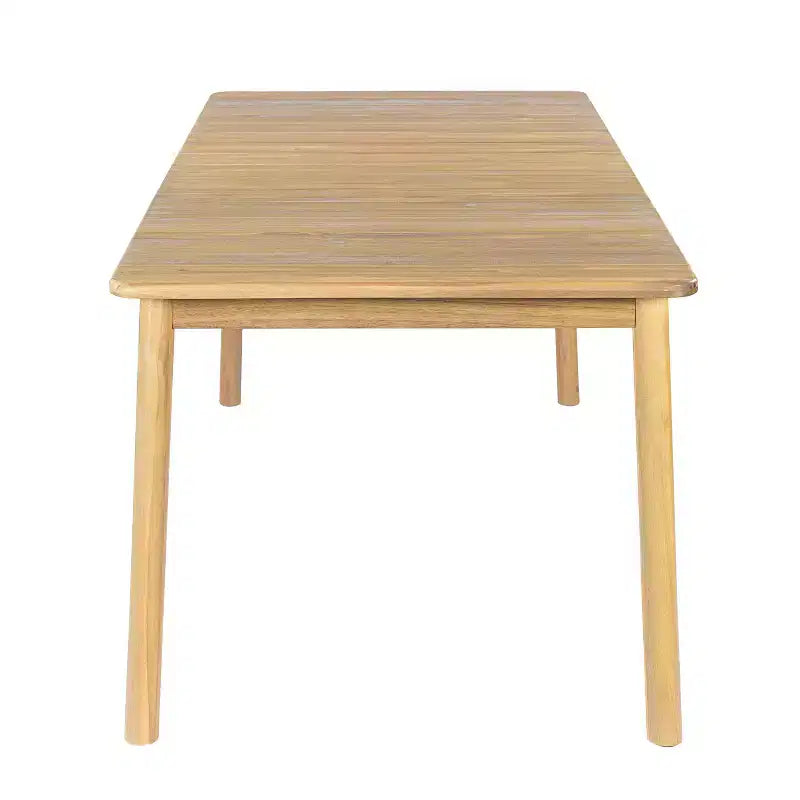 Ensemble de salle à manger d'extérieur rustique Irene 9 pièces en bois d'acacia avec chaises à dossier incurvé et – Sanzelize Design