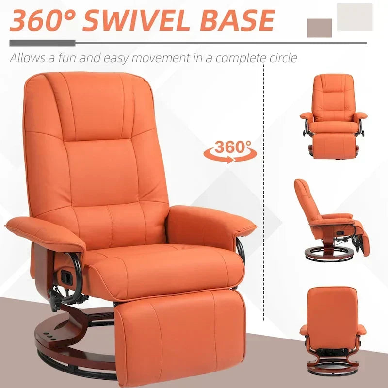 Fauteuil inclinable manuel pivotant en similicuir avec repose-pieds confortable et relaxant – Sanzelize Design