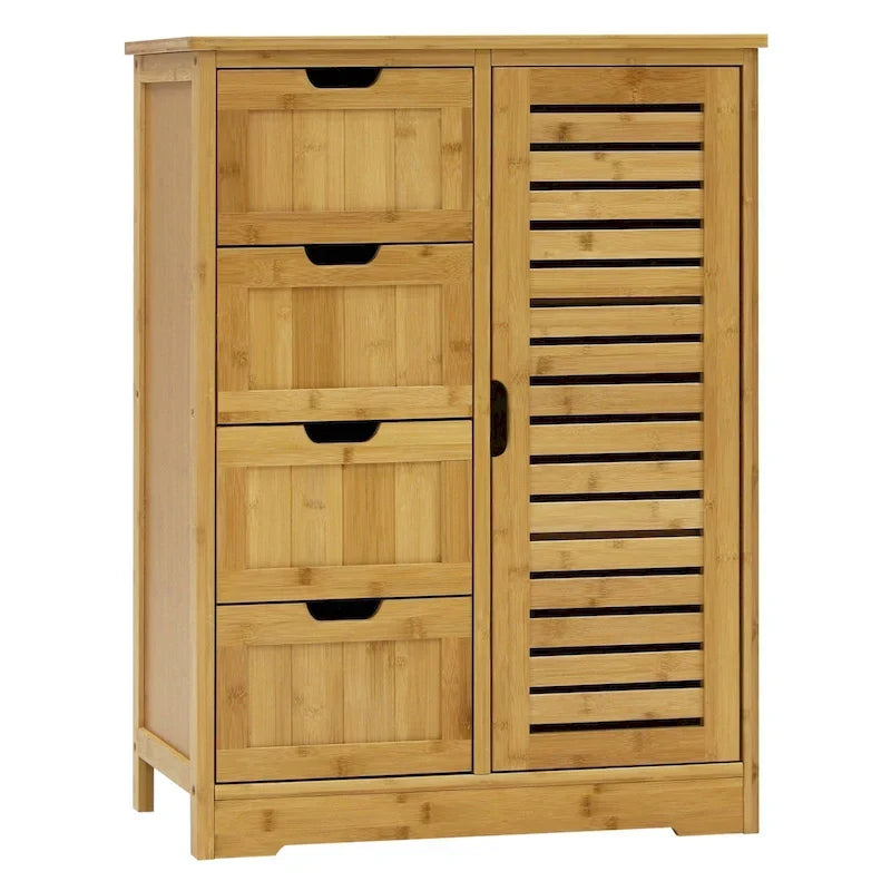 Meuble de Rangement Salle de Bain sur Pied avec 4 Tiroirs – Sanzelize Design