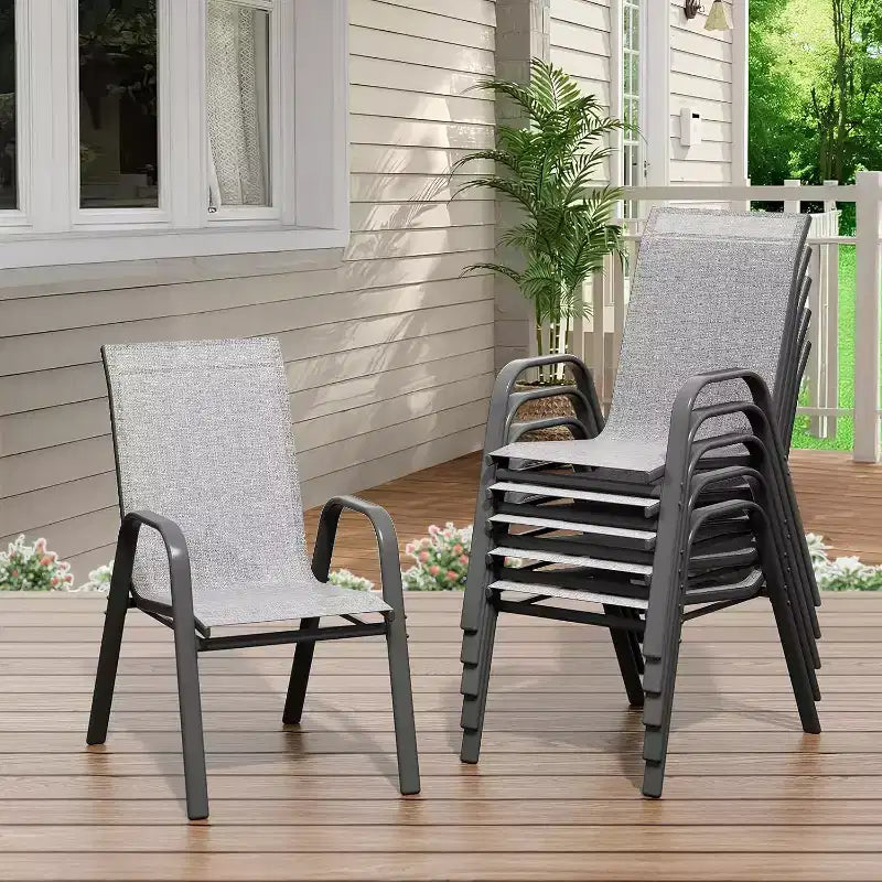 Chaises de jardin, Lot de 4/6 chaises de salle à manger empilables d'extérieur en textilène léger résistant aux – Sanzelize Design