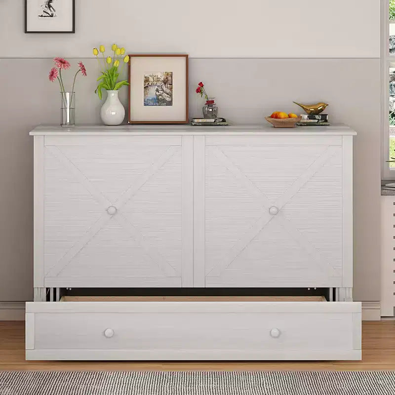 Lit escamotable Murphy 152 x 203 cm, lit coffre Cube avec station de charge et espace de rangement – Sanzelize Design