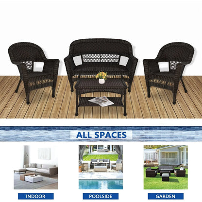 Salon de conversation 4 pièces en osier pour terrasse – Sanzelize Design