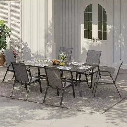 Chaises de jardin, Lot de 4/6 chaises de salle à manger empilables d'extérieur en textilène léger résistant aux – Sanzelize Design
