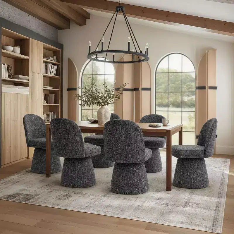 Lot de 6 chaises de salle à manger modernes sans accoudoirs, pivotantes à 360°, avec piétement tulipe – Sanzelize Design