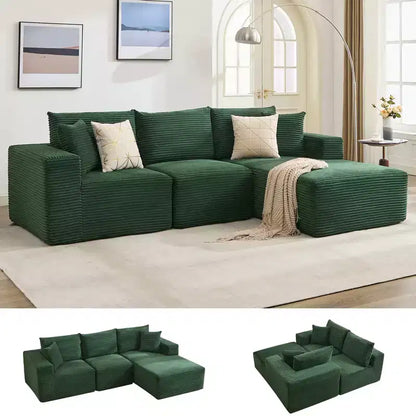 Canapé moderne 274 cm, canapé 3 places rembourré en forme de L avec oreillers, canapé à assise profonde – Sanzelize Design