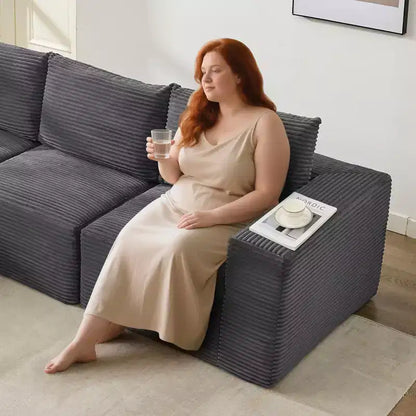 Canapé moderne 274 cm, canapé 3 places rembourré en forme de L avec oreillers, canapé à assise profonde – Sanzelize Design