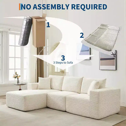 Canapé moderne 274 cm, canapé 3 places rembourré en forme de L avec oreillers, canapé à assise profonde – Sanzelize Design